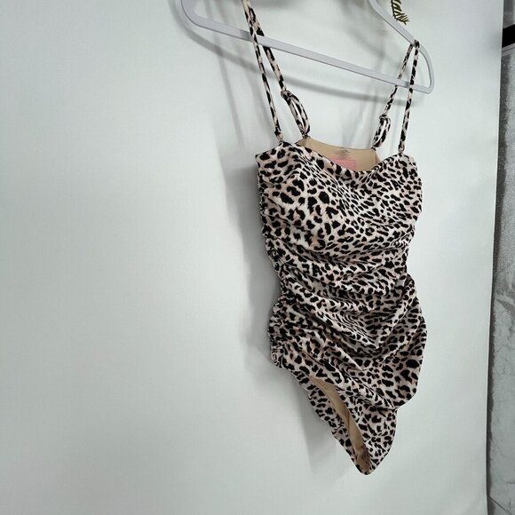 VS RUCHED LEOPARD ONE PIECE SWIMSUIT Size Small Removable Straps and Pads NWT - Picture 8 of 13